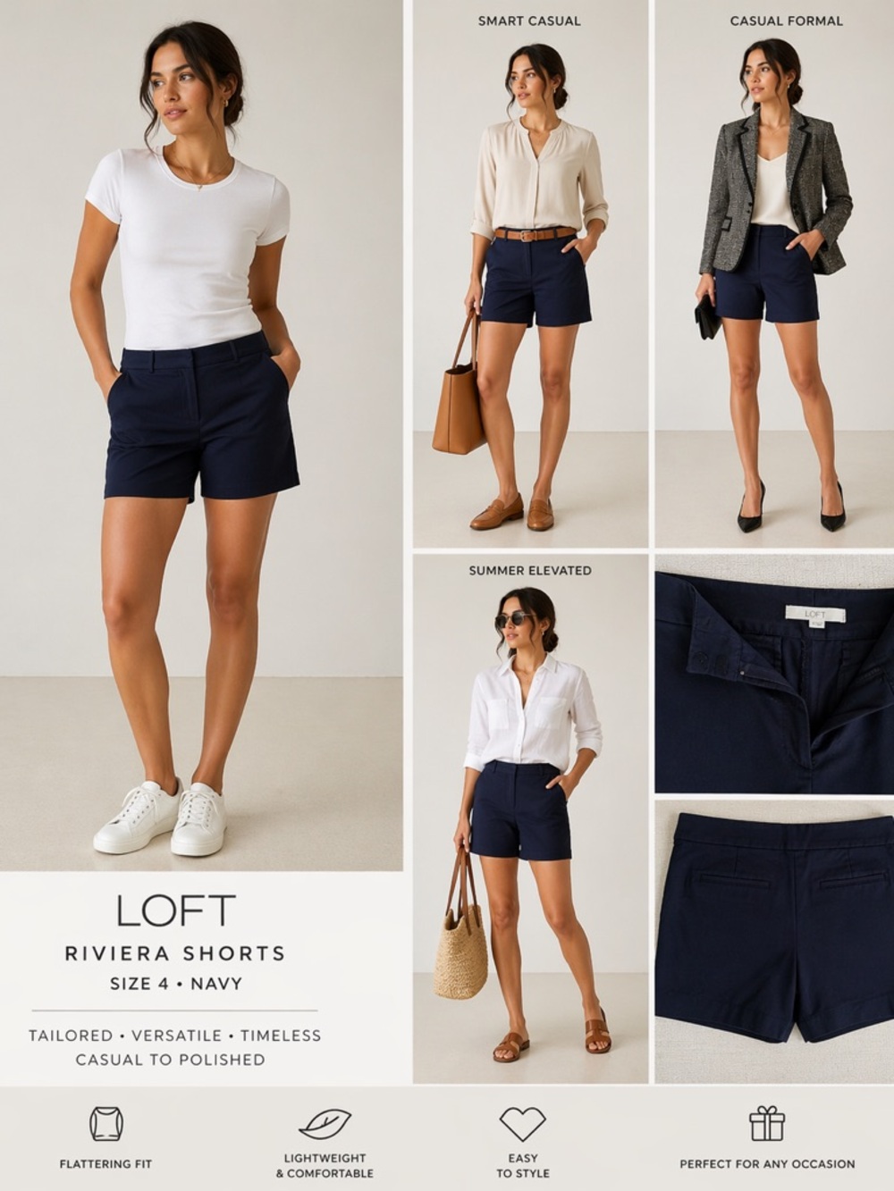 LOFT Navy Riviera Tailored Women's Shorts